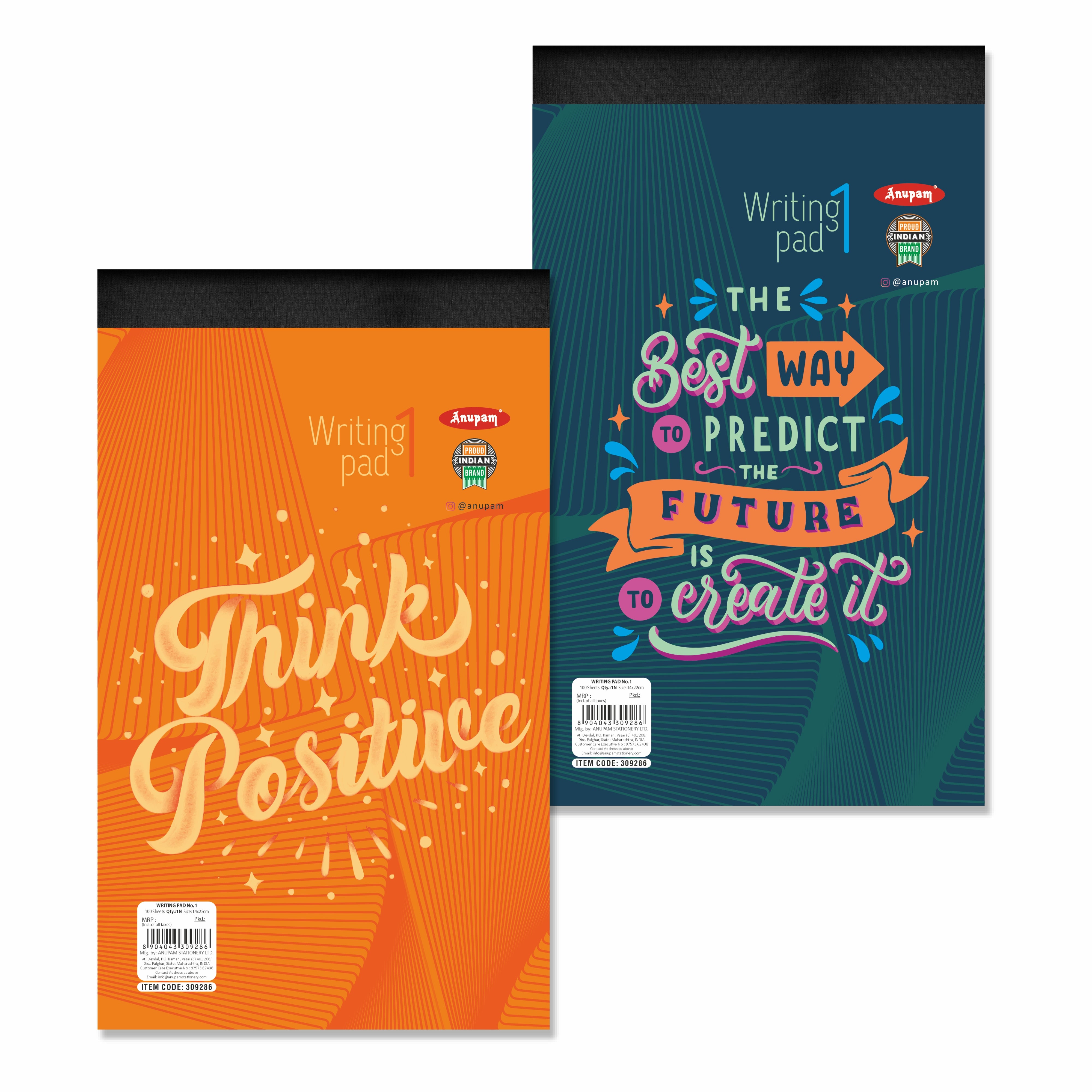 Anupam Writing Pad – Wide Ruled Lined Paper-80 GSM-Micro Perforated with Durable Cardboard Backing for School-College- Office