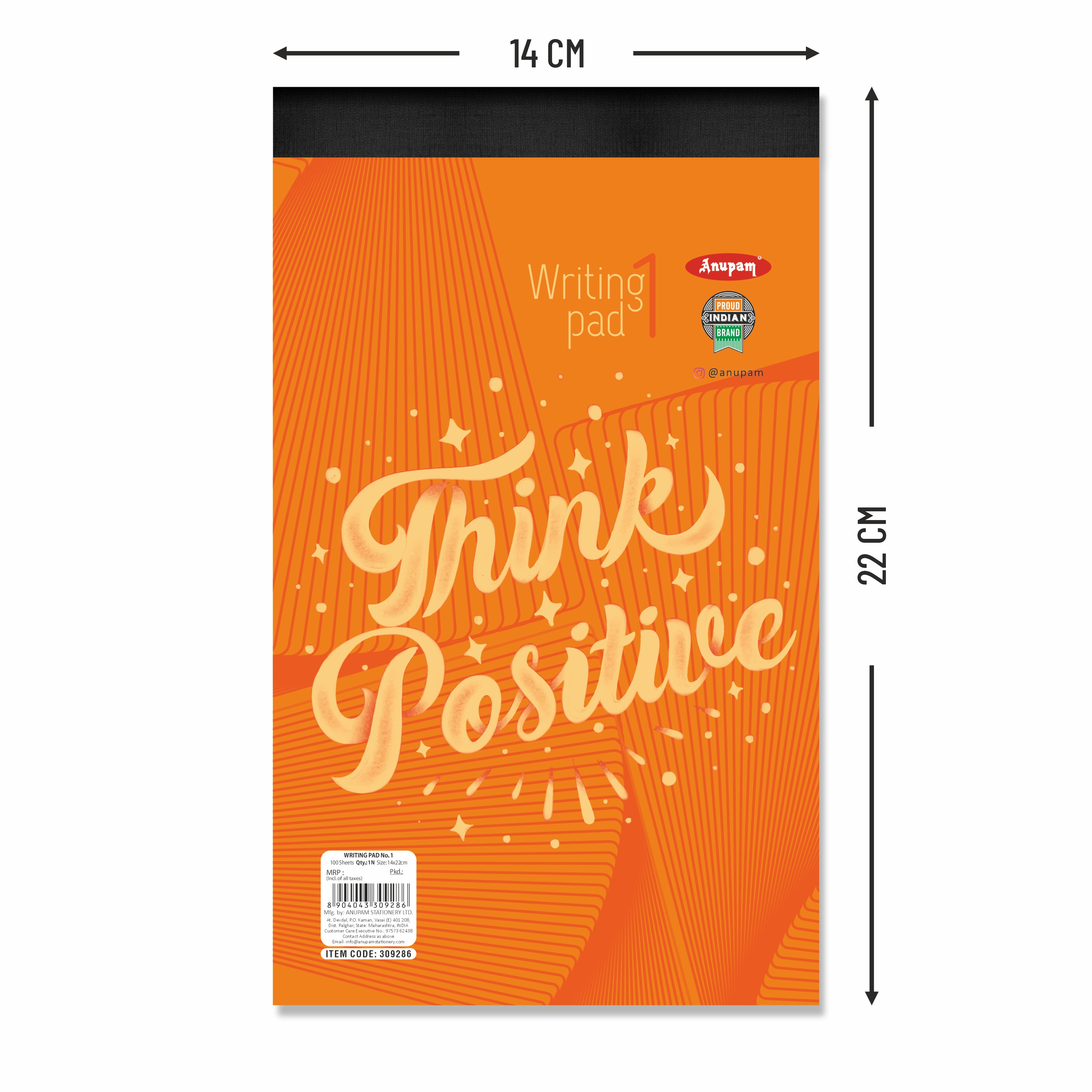 Anupam Writing Pad – Wide Ruled Lined Paper-80 GSM-Micro Perforated with Durable Cardboard Backing for School-College- Office