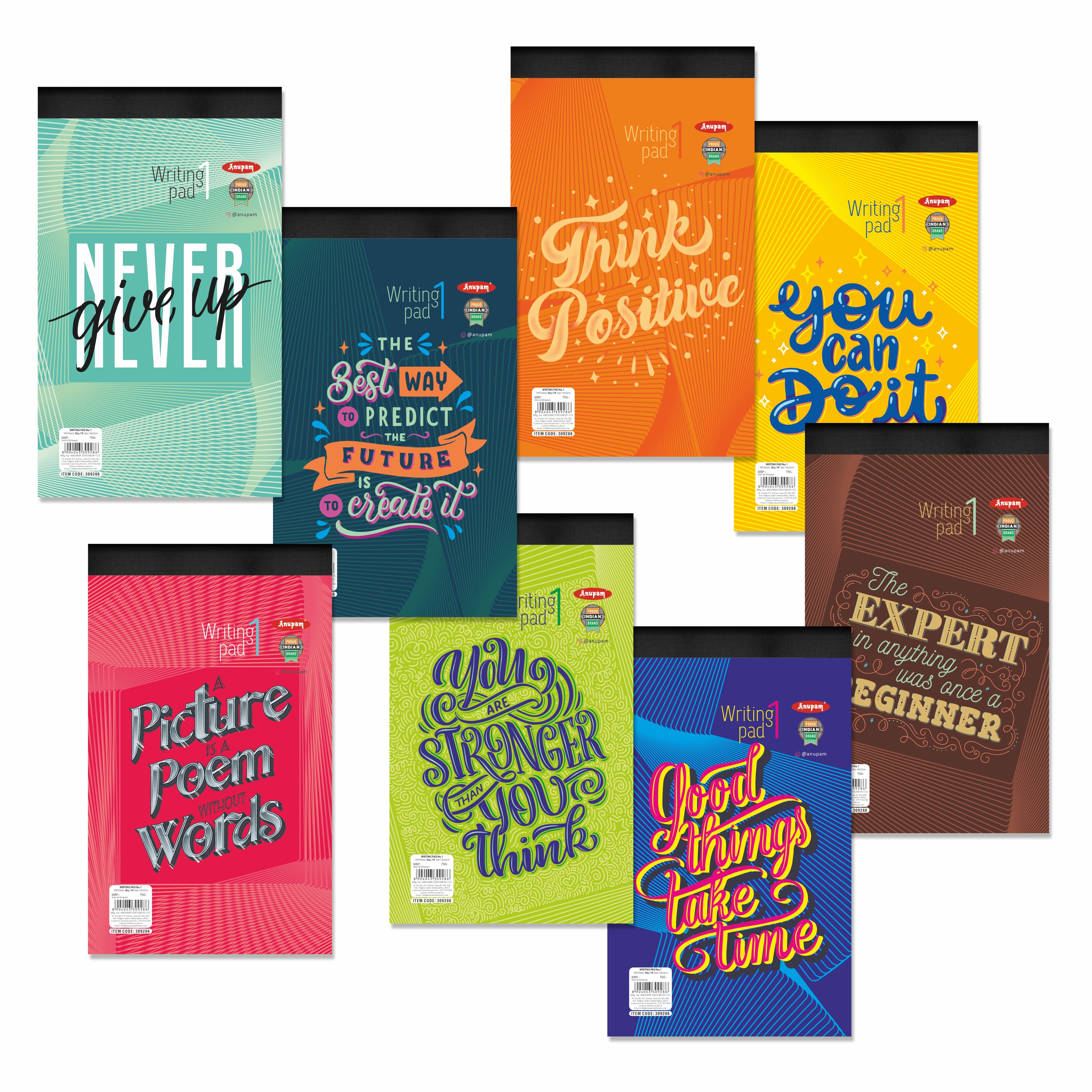 Anupam Writing Pad – Wide Ruled Lined Paper-80 GSM-Micro Perforated with Durable Cardboard Backing for School-College- Office