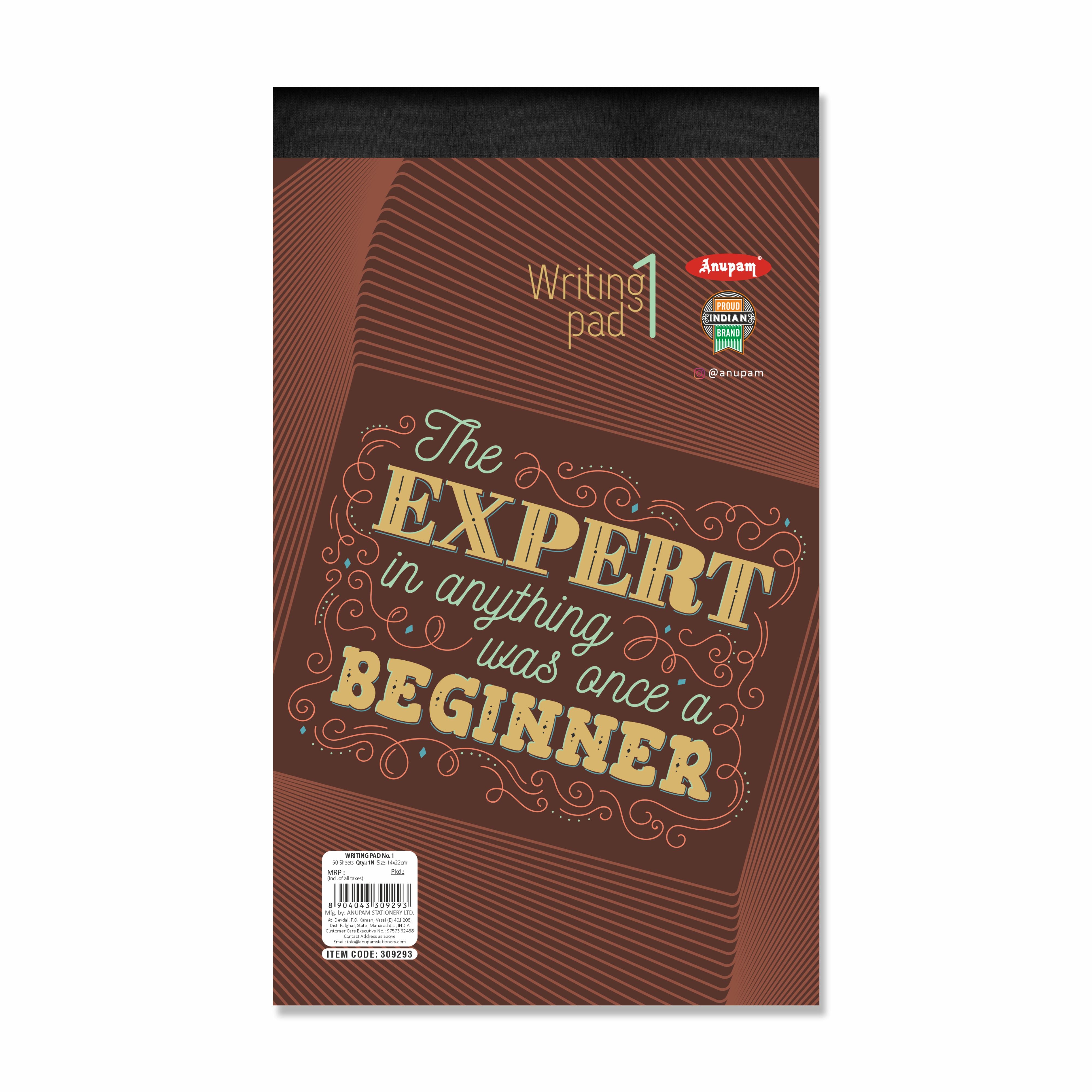 Anupam Writing Pad – Wide Ruled Lined Paper-80 GSM-Micro Perforated with Durable Cardboard Backing for School-College- Office