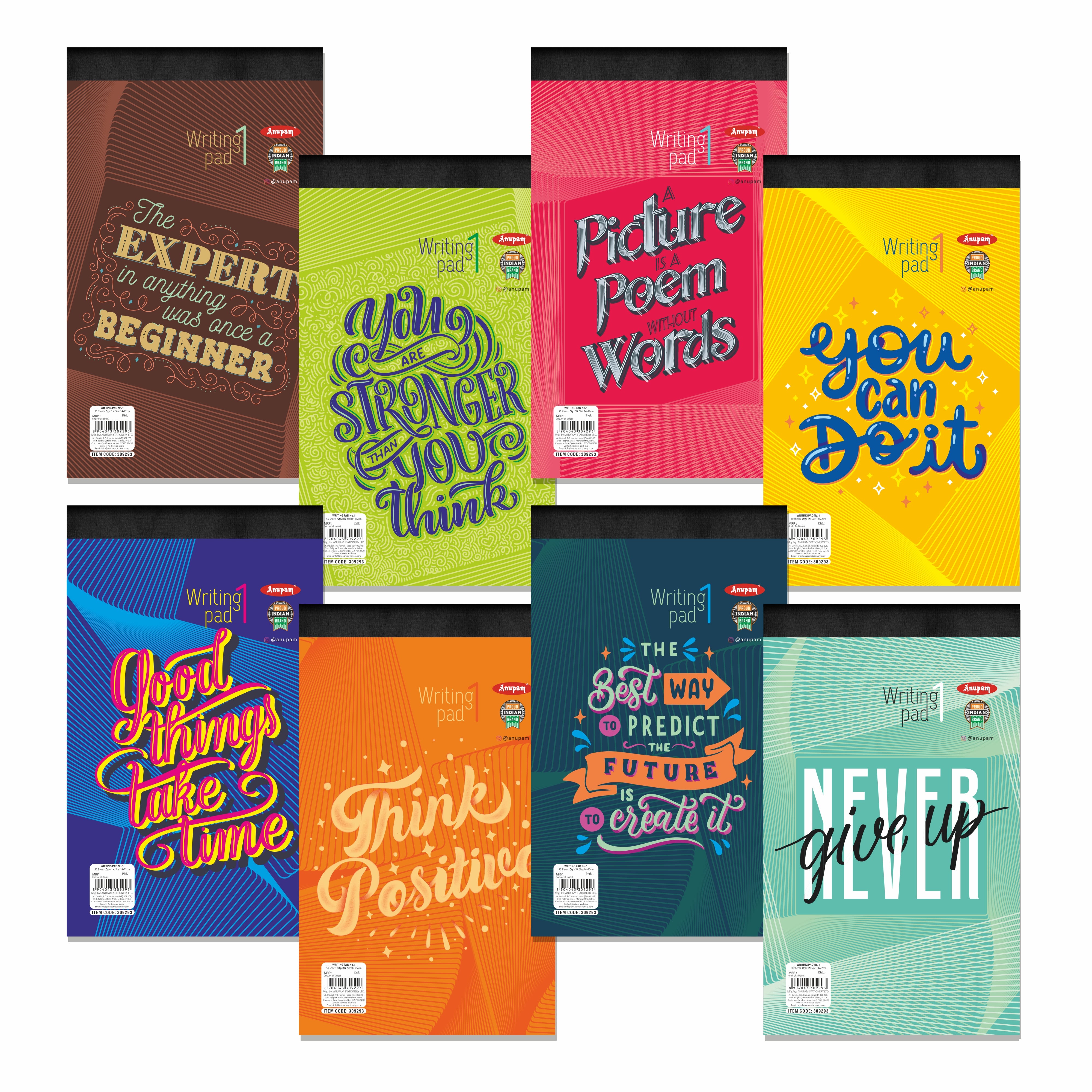 Anupam Writing Pad – Wide Ruled Lined Paper-80 GSM-Micro Perforated with Durable Cardboard Backing for School-College- Office