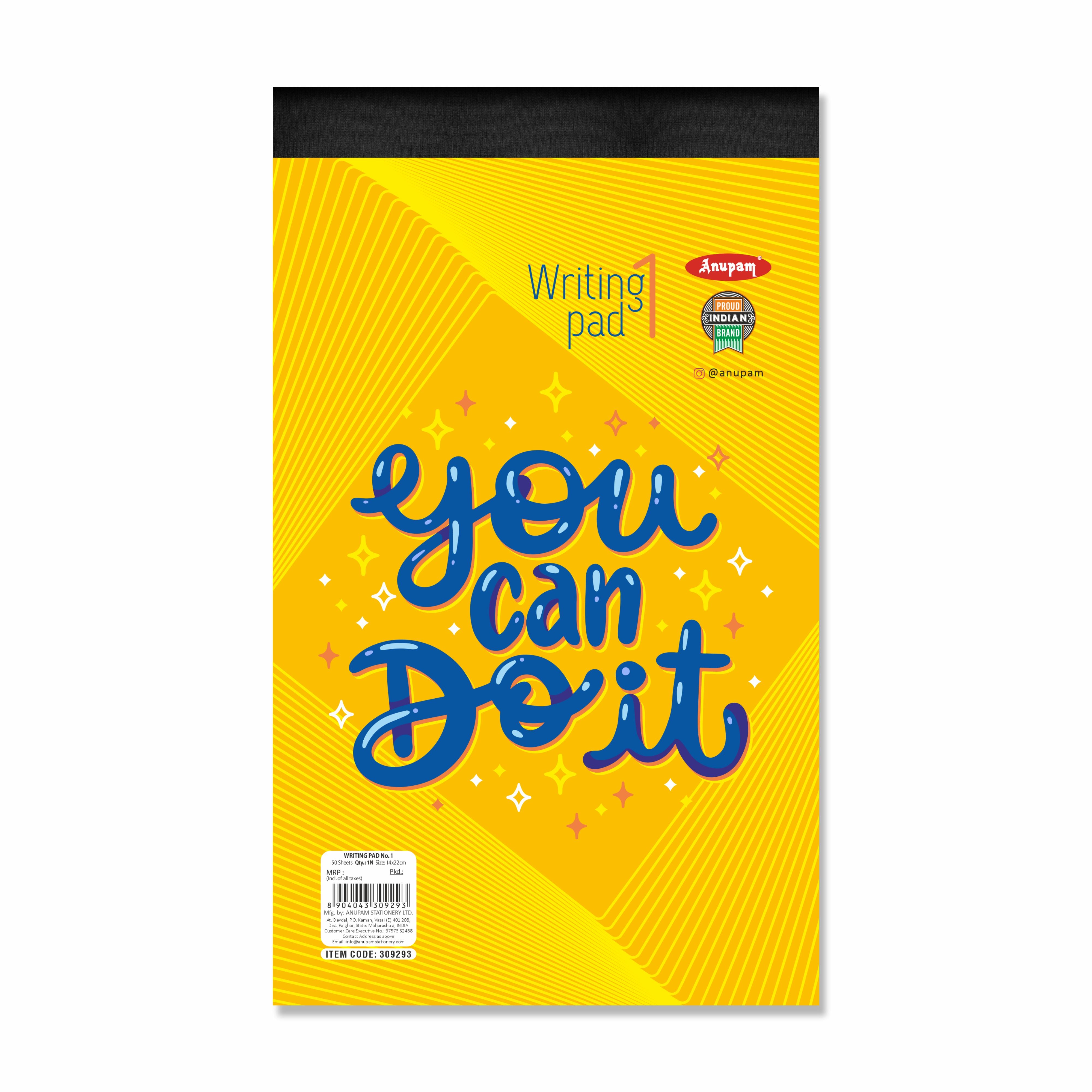 Anupam Writing Pad – Wide Ruled Lined Paper-80 GSM-Micro Perforated with Durable Cardboard Backing for School-College- Office