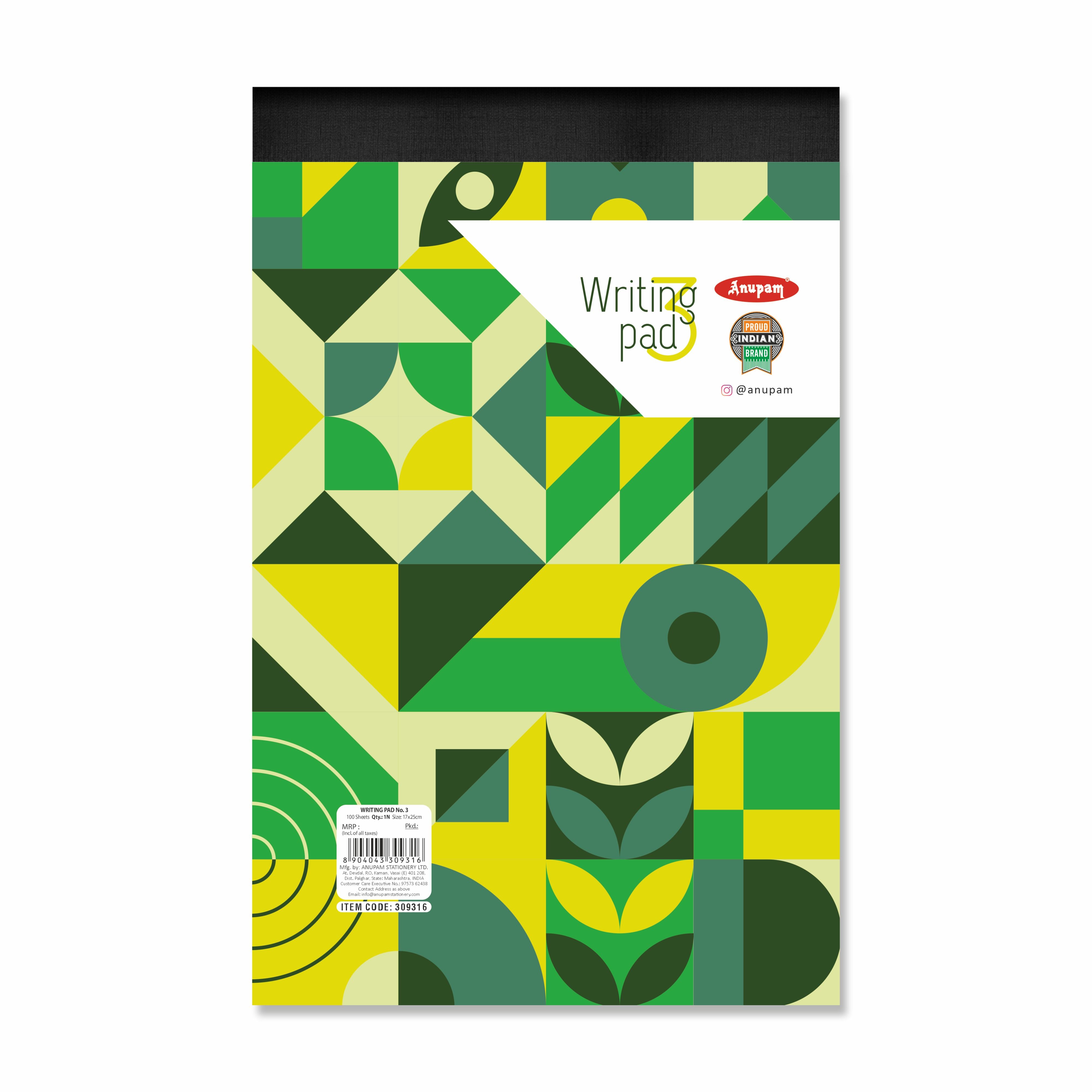 Anupam Writing Pad – Wide Ruled Lined Paper-80 GSM-Micro Perforated with Durable Cardboard Backing for School-College- Office