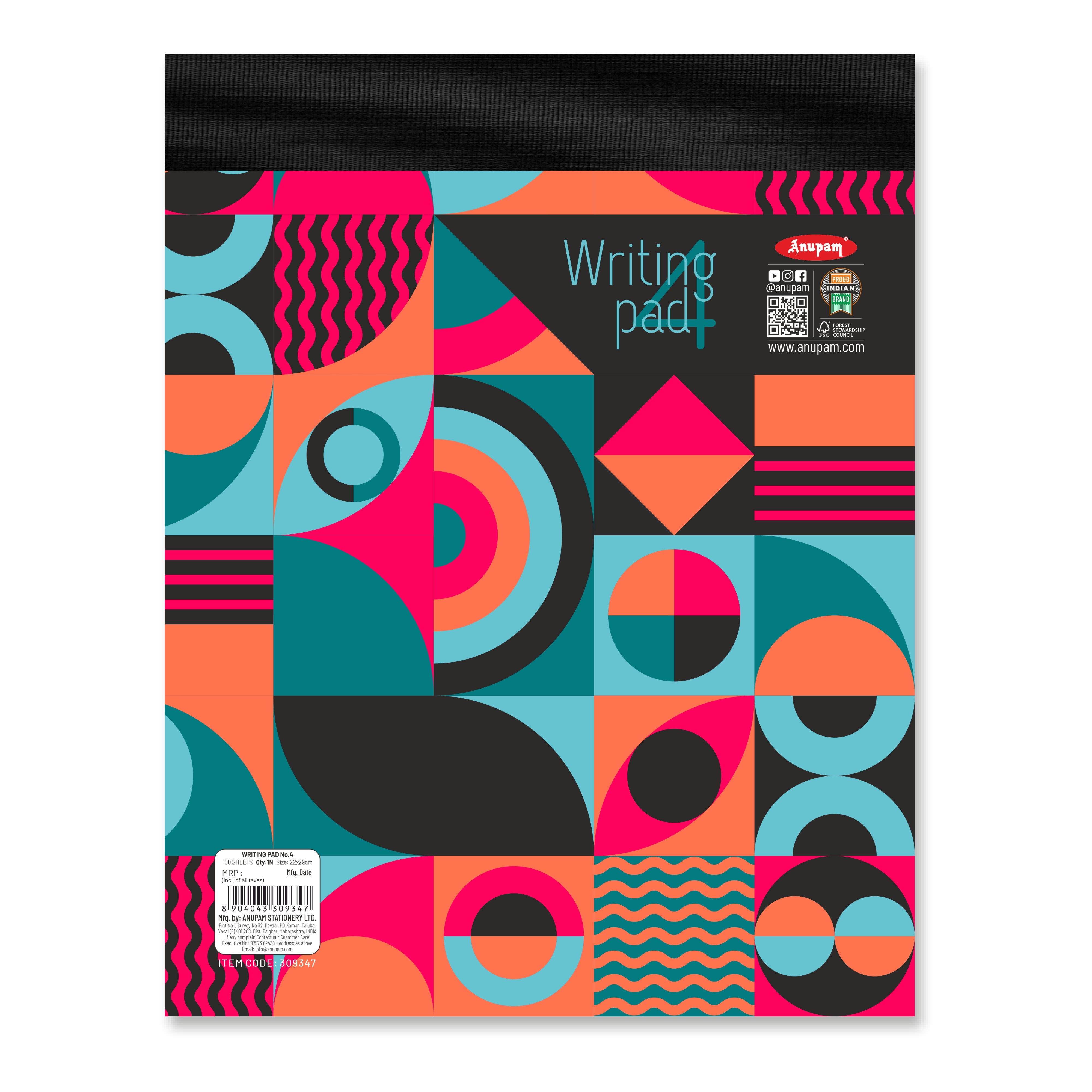 Anupam Writing Pad – Wide Ruled Lined Paper-80 GSM-Micro Perforated with Durable Cardboard Backing for School-College- Office