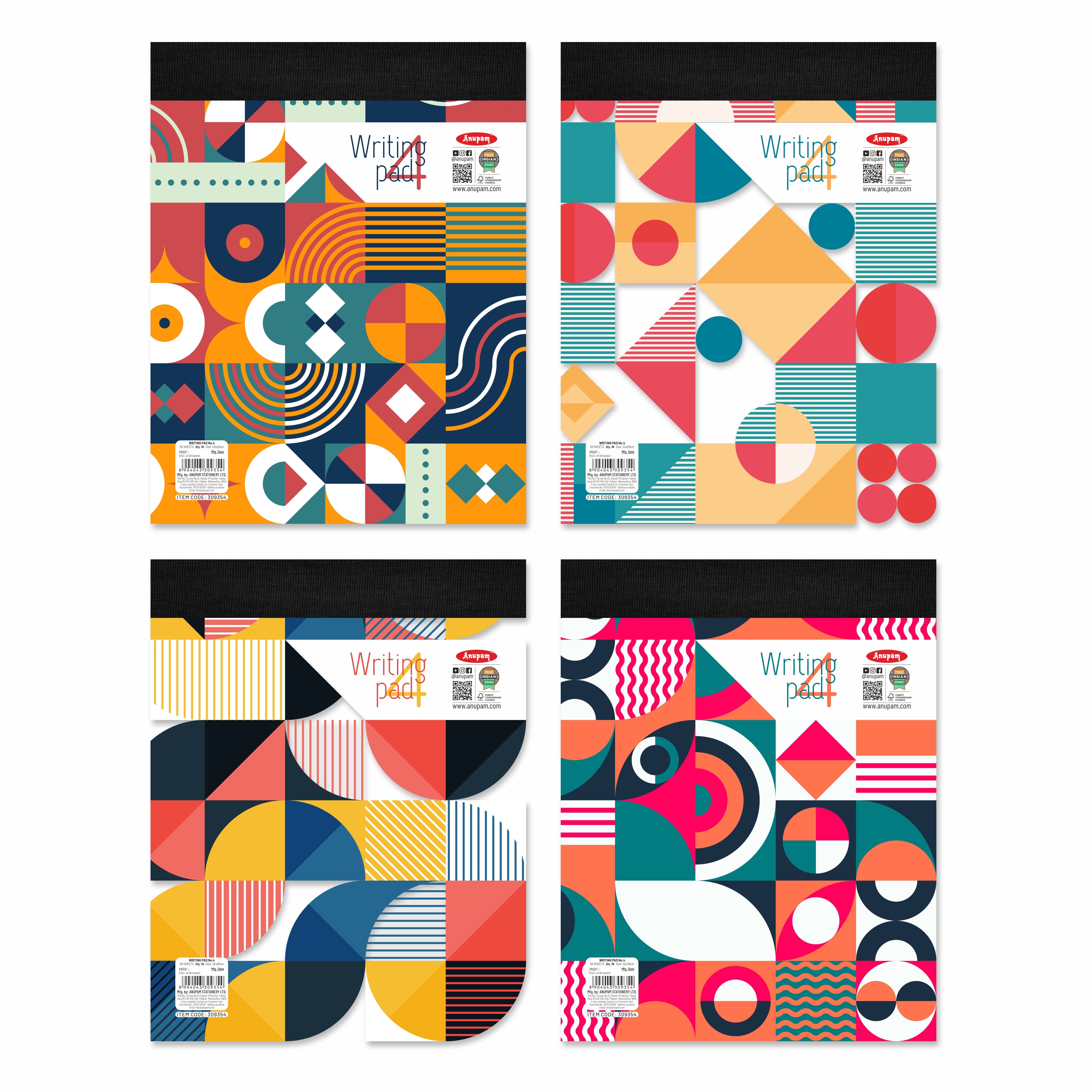 Anupam Writing Pad – Wide Ruled Lined Paper-80 GSM-Micro Perforated with Durable Cardboard Backing for School-College- Office