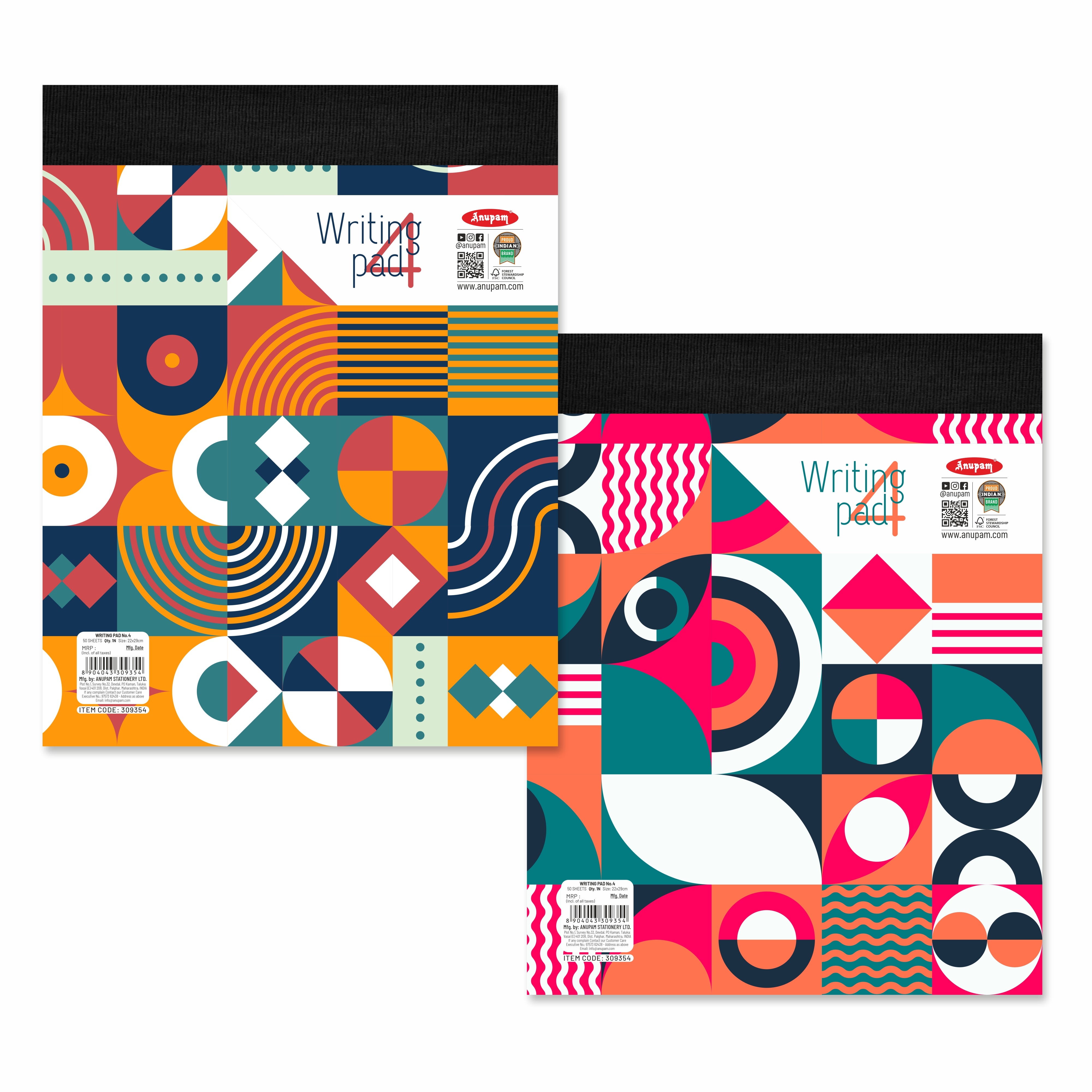 Anupam Writing Pad – Wide Ruled Lined Paper-80 GSM-Micro Perforated with Durable Cardboard Backing for School-College- Office