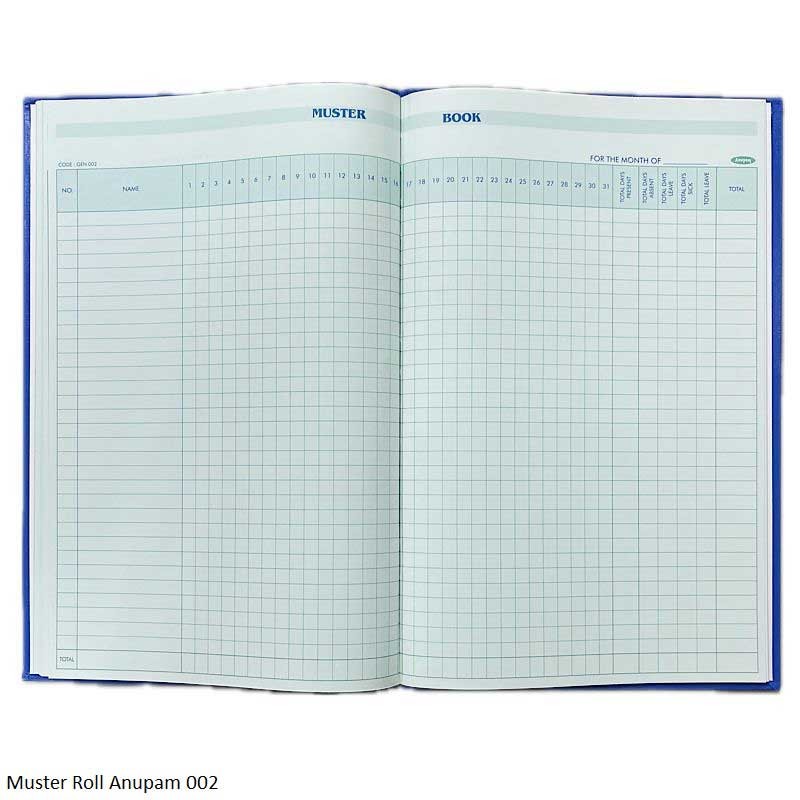 Rolling Register Anupam Muster Roll 002 – Register Hard Bound Ledger Paper